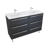 Szafka Stojąca Z Umywalką ATH 120 cm DUO - Czarny Mat - Uchwyty Chromowane