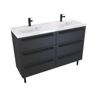 Szafka Stojąca Z Umywalką ATH 120 cm DUO - Czarny Mat - Uchwyty Czarne Matowe