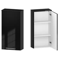 Szafka nad Pralkę ATH 45 cm D90 Prawa - Czarny Wysoki Połysk - Uchwyty Chromowane