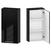 Szafka nad Pralkę ATH 45 cm D90 Prawa - Czarny Wysoki Połysk - Uchwyty Złote Polerowane