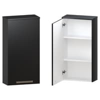 Szafka nad Pralkę ATH 45 cm D90 Lewa - Czarny Mat - Uchwyty Stal Szczotkowana