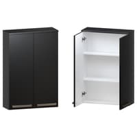 Szafka nad Pralkę ATH 60 cm 2D90 - Czarny Mat - Uchwyty Stal Szczotkowana