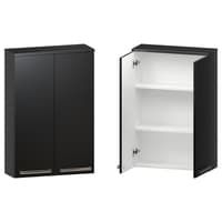 Szafka nad Pralkę ATH 60 cm 2D90 - Czarny Mat - Uchwyty Chromowane