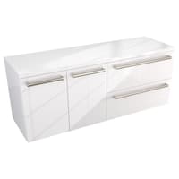 Szafka Wisząca Z Blatem ATH 120 cm DS Prawa - Biały Wysoki Połysk - Uchwyty Stal Szczotkowana