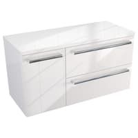 Szafka Wisząca Z Blatem ATH 90 cm D Prawa - Biały Wysoki Połysk - Uchwyty Chromowane