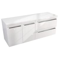 Szafka Wisząca Z Blatem ATH 120 cm DS Prawa - Biały Wysoki Połysk - Uchwyty Chromowane