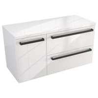 Szafka Wisząca Z Blatem ATH 90 cm D Prawa - Biały Wysoki Połysk - Uchwyty Czarne Matowe