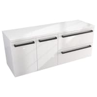 Szafka Wisząca Z Blatem ATH 120 cm DS Prawa - Biały Wysoki Połysk - Uchwyty Czarne Matowe