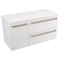 Szafka Wisząca Z Blatem ATH 90 cm D Prawa - Biały Mat - Uchwyty Stal Szczotkowana