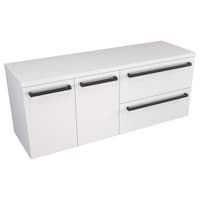 Szafka Wisząca Z Blatem ATH 120 cm DS Prawa - Biały Mat - Uchwyty Czarne Matowe