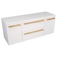 Szafka Wisząca Z Blatem ATH 120 cm D - Biały Mat - Uchwyty Złote Polerowane