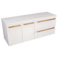 Szafka Wisząca Z Blatem ATH 120 cm DS Prawa - Biały Mat - Uchwyty Złote Polerowane