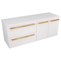 Szafka Wisząca Z Blatem ATH 120 cm SD Lewa - Biały Mat - Uchwyty Złote Polerowane