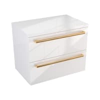 Szafka Wisząca Z Blatem ATH 60 cm - Biały Wysoki Połysk - Uchwyty Złote Polerowane