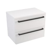 Szafka Wisząca Z Blatem ATH 60 cm - Biały Mat - Uchwyty Czarne Matowe