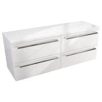 Szafka Wisząca Z Blatem ATH 120 cm DUO - Biały Wysoki Połysk - Uchwyty Chromowane