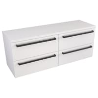 Szafka Wisząca Z Blatem ATH 120 cm DUO - Biały Mat - Uchwyty Czarne Matowe