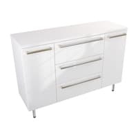 Szafka Stojąca Z Blatem ATH 120 cm KD - Biały Wysoki Połysk - Uchwyty Stal Szczotkowana