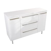 Szafka Stojąca Z Blatem ATH 120 cm K - Biały Wysoki Połysk - Uchwyty Stal Szczotkowana