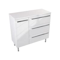 Szafka Stojąca Z Blatem ATH 90 cm D Prawa - Biały Wysoki Połysk - Uchwyty Chromowane