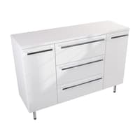 Szafka Stojąca Z Blatem ATH 120 cm D - Biały Wysoki Połysk - Uchwyty Chromowane