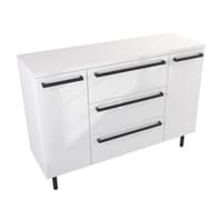 Szafka Stojąca Z Blatem ATH 120 cm K - Biały Wysoki Połysk - Uchwyty Czarne Matowe