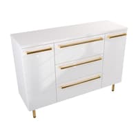 Szafka Stojąca Z Blatem ATH 120 cm D - Biały Wysoki Połysk - Uchwyty Złote Polerowane