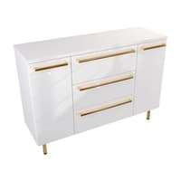 Szafka Stojąca Z Blatem ATH 120 cm K - Biały Wysoki Połysk - Uchwyty Złote Polerowane