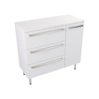 Szafka Stojąca Z Blatem ATH 90 cm D Lewa - Biały Mat - Uchwyty Stal Szczotkowana
