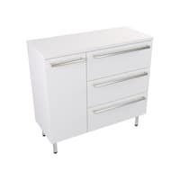 Szafka Stojąca Z Blatem ATH 90 cm D Prawa - Biały Mat - Uchwyty Stal Szczotkowana