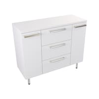 Szafka Stojąca Z Blatem ATH 100 cm D - Biały Mat - Uchwyty Stal Szczotkowana