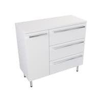 Szafka Stojąca Z Blatem ATH 90 cm D Prawa - Biały Mat - Uchwyty Chromowane