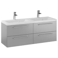 Szafka Wisząca Z Umywalką RON 120 cm DUO - Szary Mat - Uchwyty Chromowane