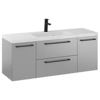 Szafka Wisząca Z Umywalką RON 120 cm D - Szary Mat - Uchwyty Czarne Matowe