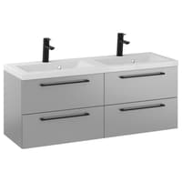 Szafka Wisząca Z Umywalką RON 120 cm DUO - Szary Mat - Uchwyty Czarne Matowe