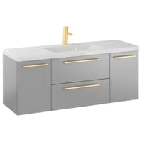Szafka Wisząca Z Umywalką RON 120 cm D - Szary Mat - Uchwyty Złote Szczotkowane