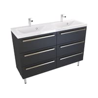 Szafka Stojąca Z Umywalką ATH 120 cm DUO - Czarny Mat - Uchwyty Stal Szczotkowana