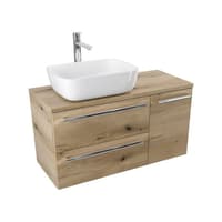Szafka Wisząca Z Umywalką Nablatową ATHD 90 cm D Lewa - Dąb Evoke Coast Mat - Uchwyty Chromowane