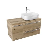 Szafka Wisząca Z Umywalką Nablatową ATHD 90 cm D Prawa - Dąb Evoke Coast Mat - Uchwyty Chromowane