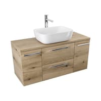 Szafka Wisząca Z Umywalką Nablatową ATHD 100 cm D - Dąb Evoke Coast Mat - Uchwyty Chromowane