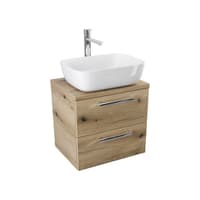 Szafka Wisząca Z Umywalką Nablatową ATHD 50 cm - Dąb Evoke Coast Mat - Uchwyty Chromowane