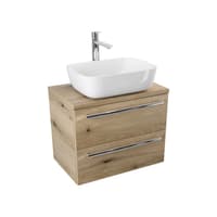 Szafka Wisząca Z Umywalką Nablatową ATHD 60 cm - Dąb Evoke Coast Mat - Uchwyty Chromowane