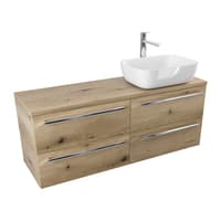 Szafka Wisząca Z Umywalką Nablatową ATHD 120 cm S Prawa - Dąb Evoke Coast Mat - Uchwyty Chromowane