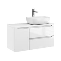 Szafka Wisząca Z Umywalką Nablatową ETH 90 cm D Prawa - Biały Wysoki Połysk