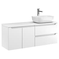 Szafka Wisząca Z Umywalką Nablatową ETH 120 cm DS Prawa - Biały Mat