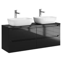 Szafka Wisząca Z Umywalką Nablatową ETH 120 cm DUO - Czarny Wysoki Połysk