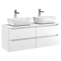 Szafka Wisząca Z Umywalką Nablatową ETH 120 cm DUO - Biały Mat