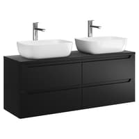 Szafka Wisząca Z Umywalką Nablatową ETH 120 cm DUO - Czarny Mat