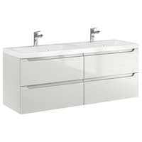 Szafka Wisząca Z Umywalką ETH 120 cm DUO - Kaszmir Wysoki Połysk
