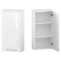 Szafka nad Pralkę ATH 45 cm D90 Prawa - Biały Wysoki Połysk - Uchwyty Stal Szczotkowana